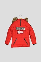 Geographical Norway, Geaca fara inchidere, cu gluga Belinda, Rosu, 129-140 CM Standard