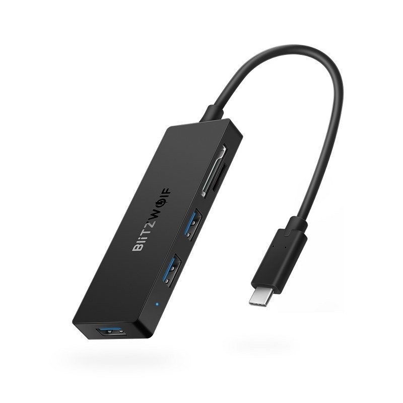 Adaptor 5 in 1 USB-C la 3xUSB 3.0, SD, microSD Blitzwolf BW-TH4 , negru