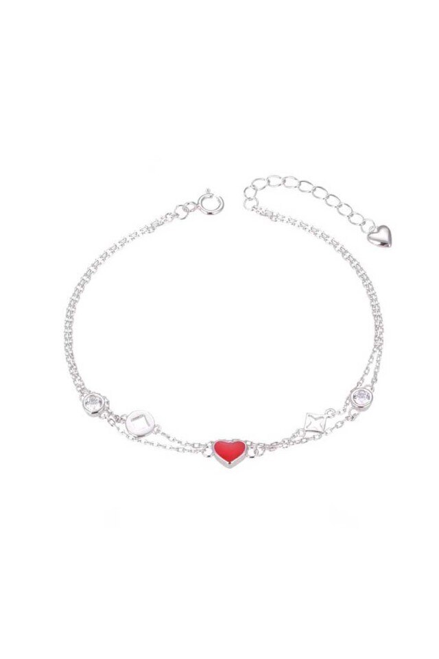 Bratara argint 925 Red Heart 20 cm Bijouxmania