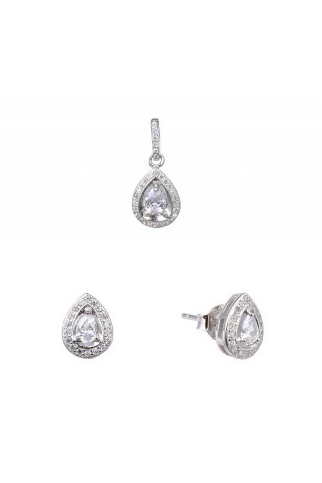 Set argint 925 cercei si pandant Delicate Drop 8 mm Bijouxmania
