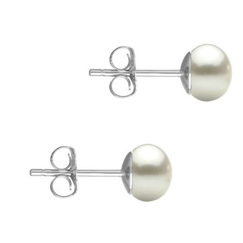 Cercei Aur Alb de 14 karate si Perle Naturale Albe de 4,5 mm Cercei Aur Alb de 14 karate si Perle Naturale Albe de 4,5 mm