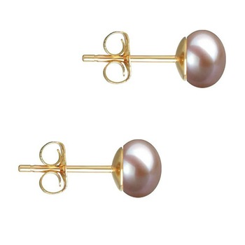 Cercei Aur Galben de 14 karate si Perle Naturale Lavanda de 4,5 mm Cercei Aur Galben de 14 karate si Perle Naturale Lavanda de 4,5 mm