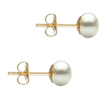 Cercei Aur Galben de 14 karate si Perle Naturale Albe de 4,5 mm Cercei Aur Galben de 14 karate si Perle Naturale Albe de 4,5 mm