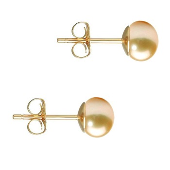 Cercei Aur Galben de 14 karate si Perle Naturale Crem de 4,5 mm Cercei Aur Galben de 14 karate si Perle Naturale Crem de 4,5 mm