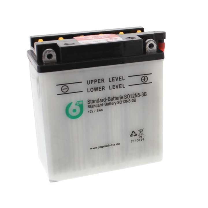 Baterie JMT 12V 5Ah moto, CCA 45A, 120x61x130mm, greutate 1.4kg
