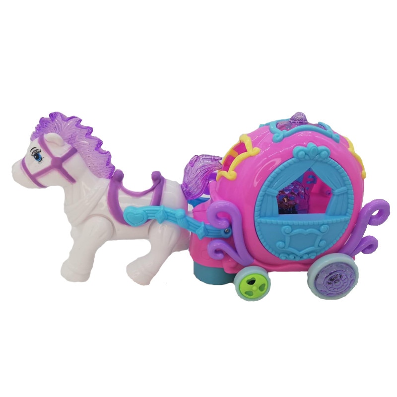 Jucarie Caleasca magica si Caruselul muzical cu Lumini si Sunete, roz