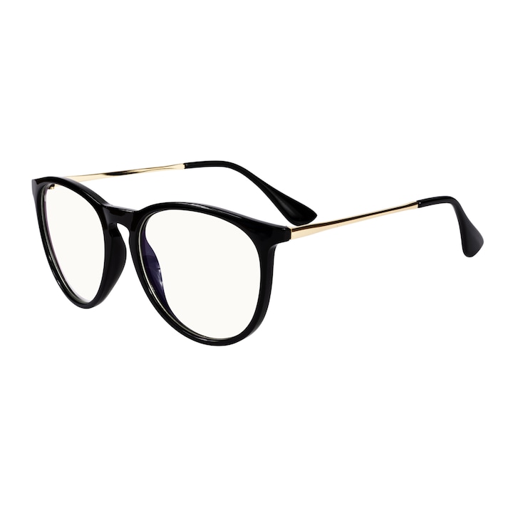 Компютърни защитни очила uVision Kraft Gold, Антисиня светлина, Универсален размер, Черен/Сребрист
