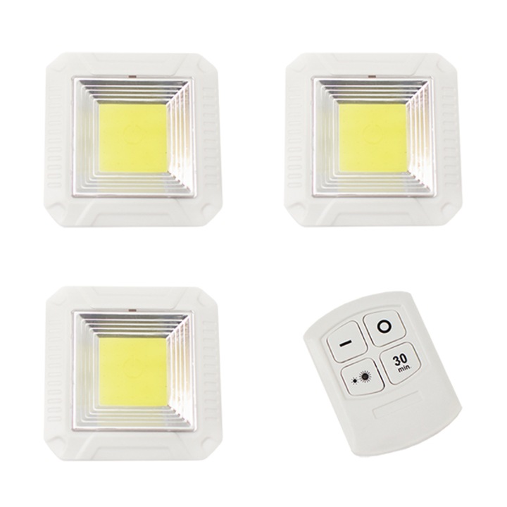 3 db szögletes COB LED panel távirányítóval / Mini beltéri LED világítás készlet
