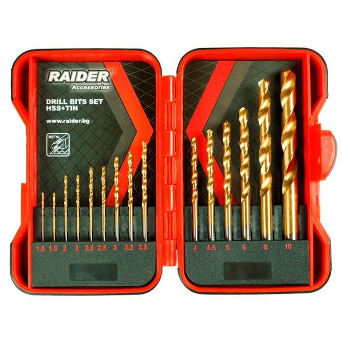 Set burghie pentru metal HSS TIN Ø1.5-10mm 15 bucati, Raider 157789