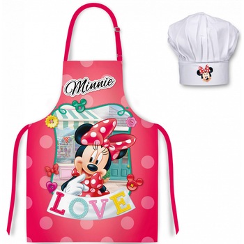 Set sort si boneta de bucatar Minnie Mouse 3-8 ani Alb/Roz Set sort si boneta de bucatar Minnie Mouse 3-8 ani Alb/Roz