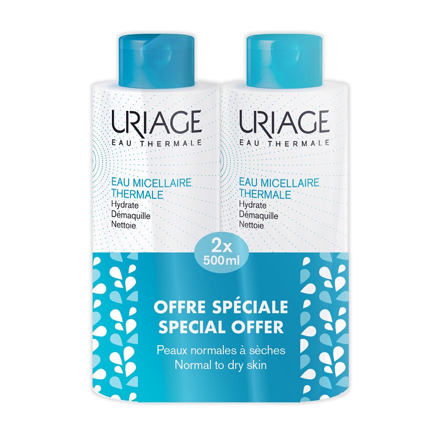 Pachet Uriage Apa micelara termala pentru ten normal-uscat, 500 ml + 500 ml