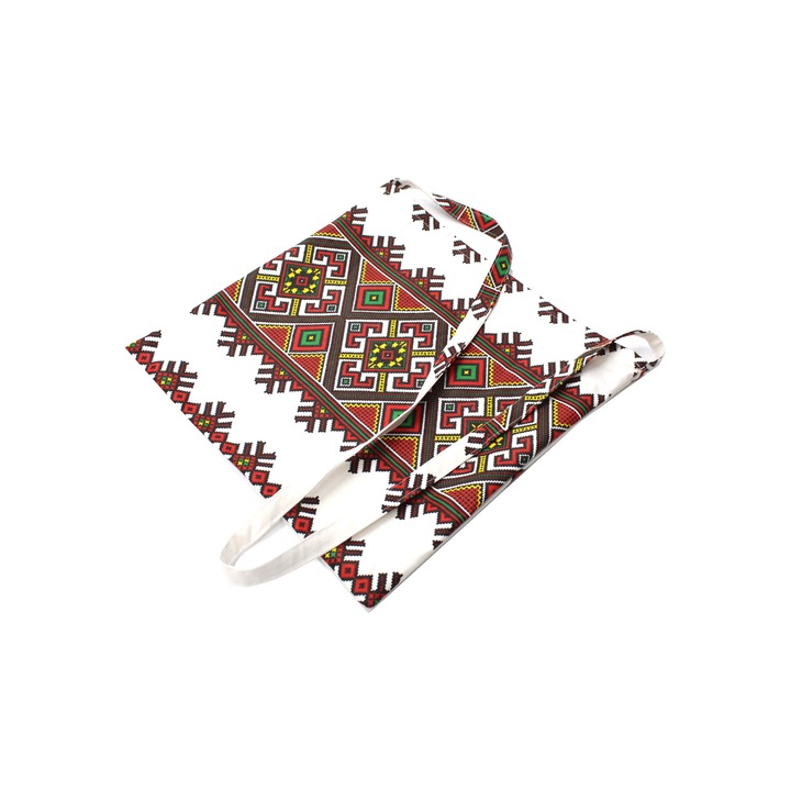 Traista colind, Bumbac, Alb/Verde