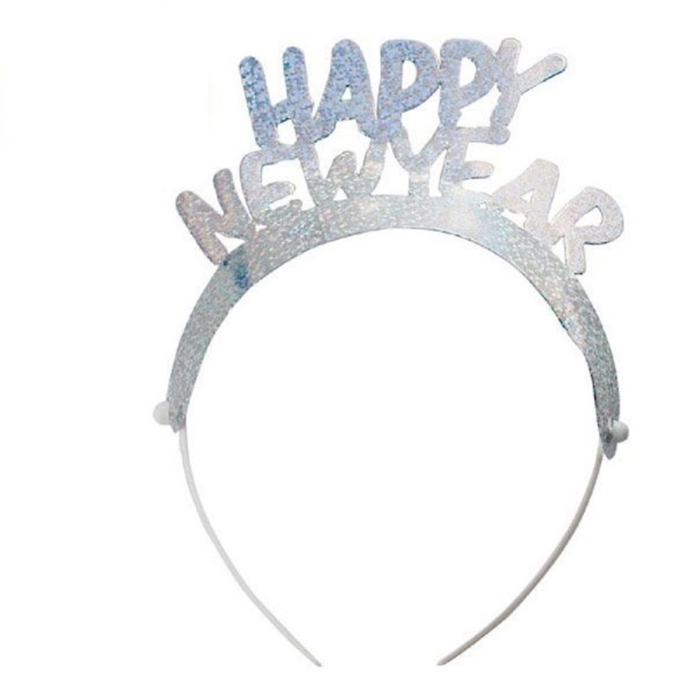 Coronita argintie holografice Happy New Year - Radar GVI45543