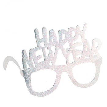Ochelari carton argintii holografici Happy New Year - Radar 45593, set 6 buc Ochelari carton argintii holografici Happy New Year - Radar 45593, set 6 buc