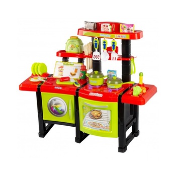 Bucatarie de jucarie, FIRST COOKING SET, cu sunete si lumini, cu cuptor, prajitor de paine, frigider sau masina de spalat rufe, rosu/verde Bucatarie de jucarie, FIRST COOKING SET, cu sunete si lumini, cu cuptor, prajitor de paine, frigider sau masina de spalat rufe, rosu/verde