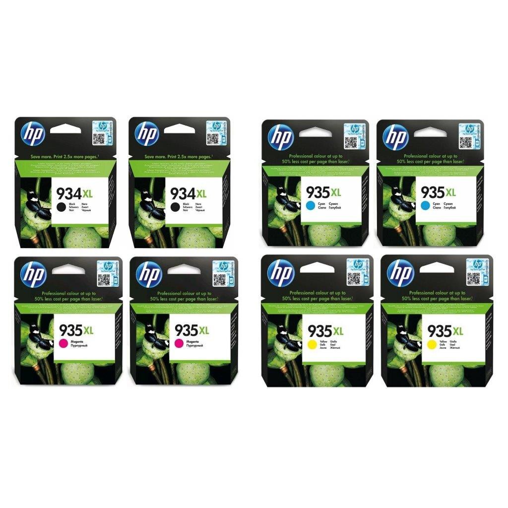 Pachet cartuse cerneala C2P23AE (934XL) negru x 2 C2P24AE (935XL) cyan x 2 C2P25AE (935XL) magenta x 2 C2P26AE (935XL) galben x 2 HP original 108ml 6950 pagini