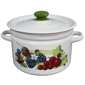 Oala emailata cu capac Smuzi Novomoskovsk, 0129393, 3 L otel carbon Oala emailata cu capac Smuzi Novomoskovsk, 0129393, 3 L otel carbon