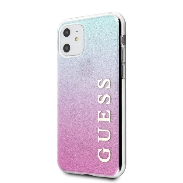Husa iPhone 11 Guess Glitter Gradient Pink / Blue