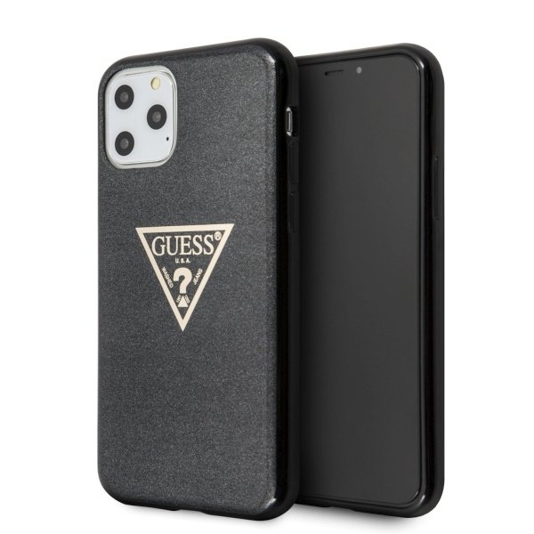 Husa iPhone 11 Pro Guess Glitter Triangle Black
