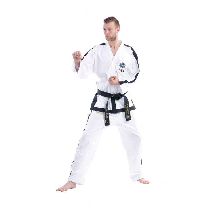 Kimono Dobok, Top Ten, Premium Gold ITF pentru Taekwon-do Instructor, alb,190 cm