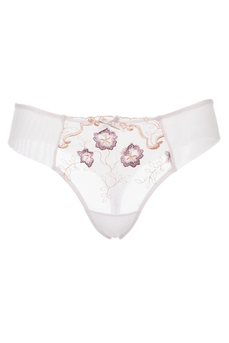 Chilot brazilian de colectie, din triplu voal, brodat, Intimamoda Ikebana 6637, Roz, S