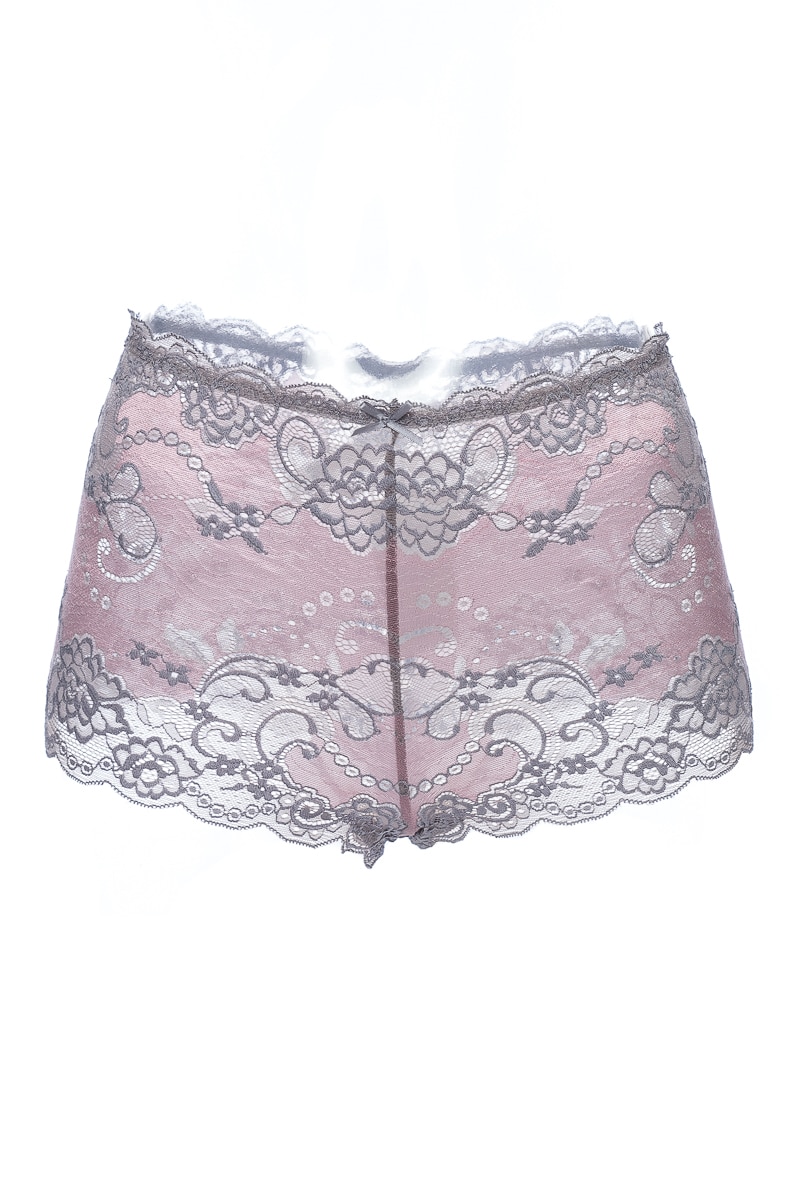 Chilot boxer din dantela si microfibra, Intimamoda Ametist 6626, Roz/Argintiu