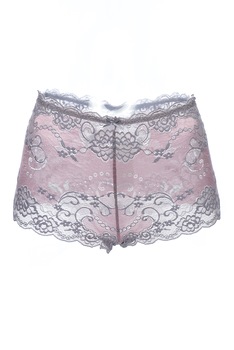 Chilot boxer din dantela si microfibra, Intimamoda Ametist 6626, Roz/Argintiu Chilot boxer din dantela si microfibra, Intimamoda Ametist 6626, Roz/Argintiu