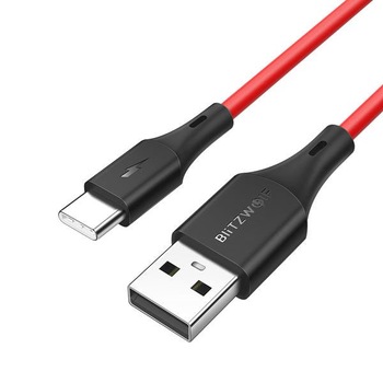 Cablu USB-C BlitzWolf BW-TC13 3A 0.3m (rosu) Cablu USB-C BlitzWolf BW-TC13 3A 0.3m (rosu)