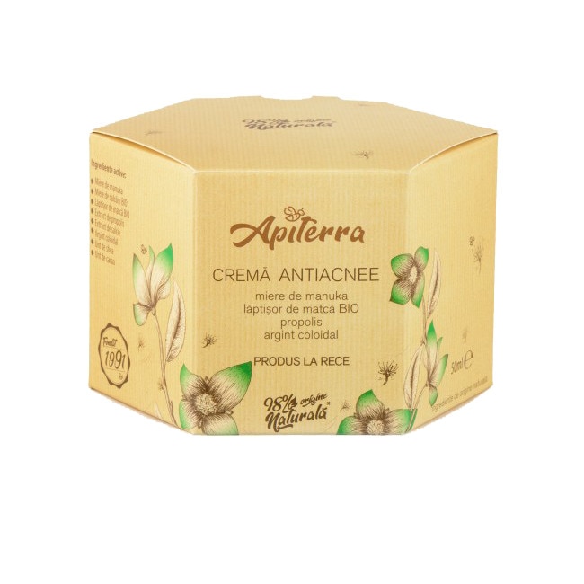 Crema hidratanta cu miere de salcam si laptisor de matca bio, 50ml - Apiterra
