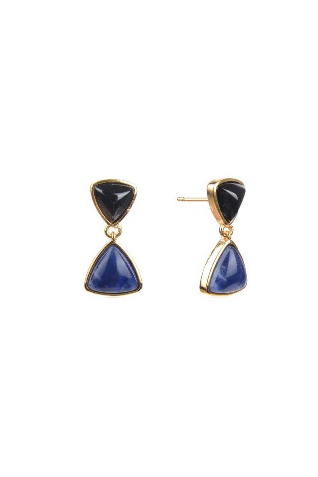 Cercei pietre naturale Onix si Sodalit 23 mm Bijouxmania