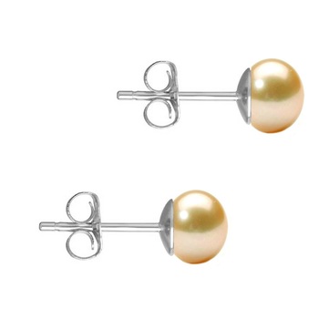 Cercei Aur Alb de 14 karate si Perle Naturale Crem de 4,5 mm Cercei Aur Alb de 14 karate si Perle Naturale Crem de 4,5 mm