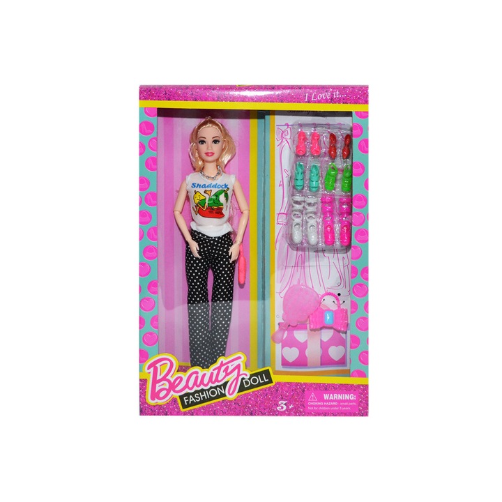 Set Papusa cu Accesorii Incaltaminte, 21 piese