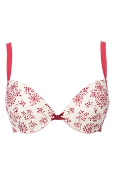 Sutien de colectie cu burete subtire gradual, din triplu voal si catifea, Intimamoda Velvet 6614, Rosu/Alb Sutien de colectie cu burete subtire gradual, din triplu voal si catifea, Intimamoda Velvet 6614, Rosu/Alb