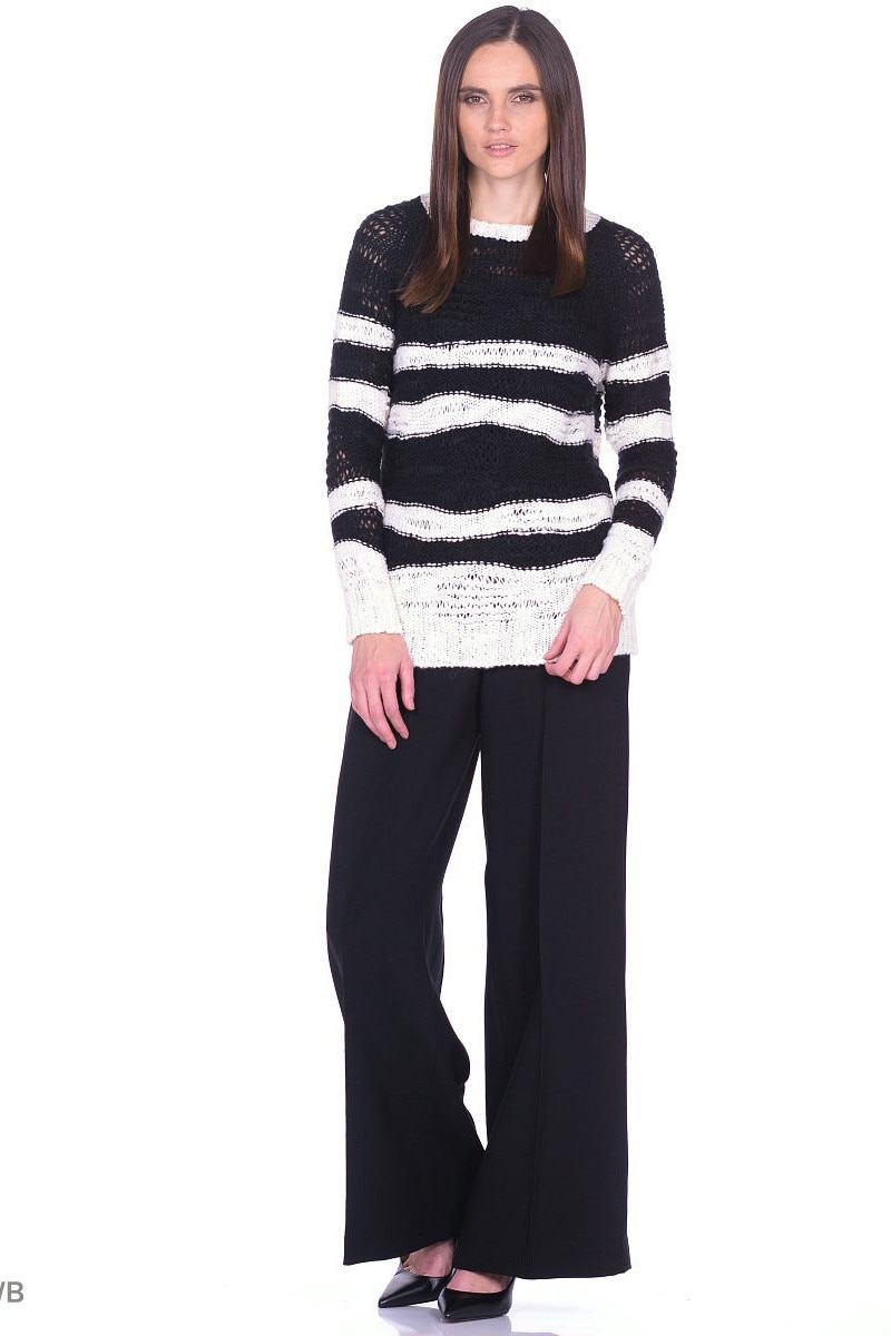 Pulover dama, United Colors of Benetton, alb cu negru, S