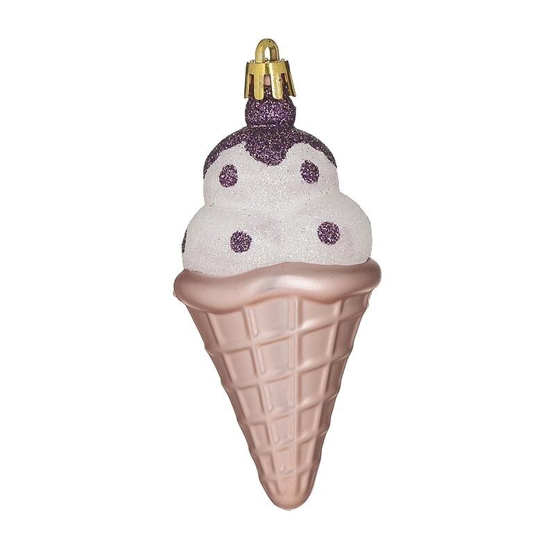 Set 4 ornamente pentru brad Ice Cream plastic 10 x 5 cm multicolor