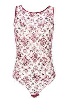 Body modelator de colectie din triplu voal si catifea, Intimamoda Velvet, Rosu/Alb Body modelator de colectie din triplu voal si catifea, Intimamoda Velvet, Rosu/Alb