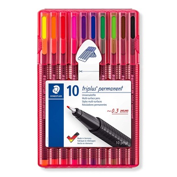 Fineliner triplus permanent Staedtler 0.3mm 10 culori / set ST-331-SB10 Fineliner triplus permanent Staedtler 0.3mm 10 culori / set ST-331-SB10