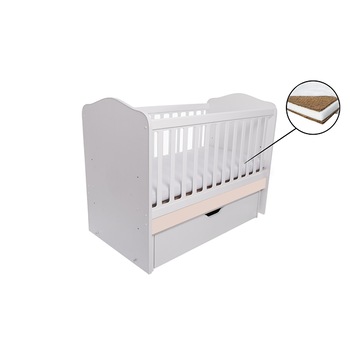 Patut eurogloria como balansoar - alb cu bej + saltea cocos 7 cm Patut eurogloria como balansoar - alb cu bej + saltea cocos 7 cm