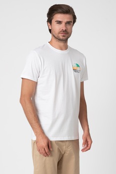 EDC by Esprit, Tricou din bumbac organic cu decolteu la baza gatului, Alb EDC by Esprit, Tricou din bumbac organic cu decolteu la baza gatului, Alb