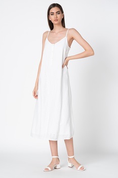 Esprit, Rochie midi din dantela crosetata, Alb Esprit, Rochie midi din dantela crosetata, Alb