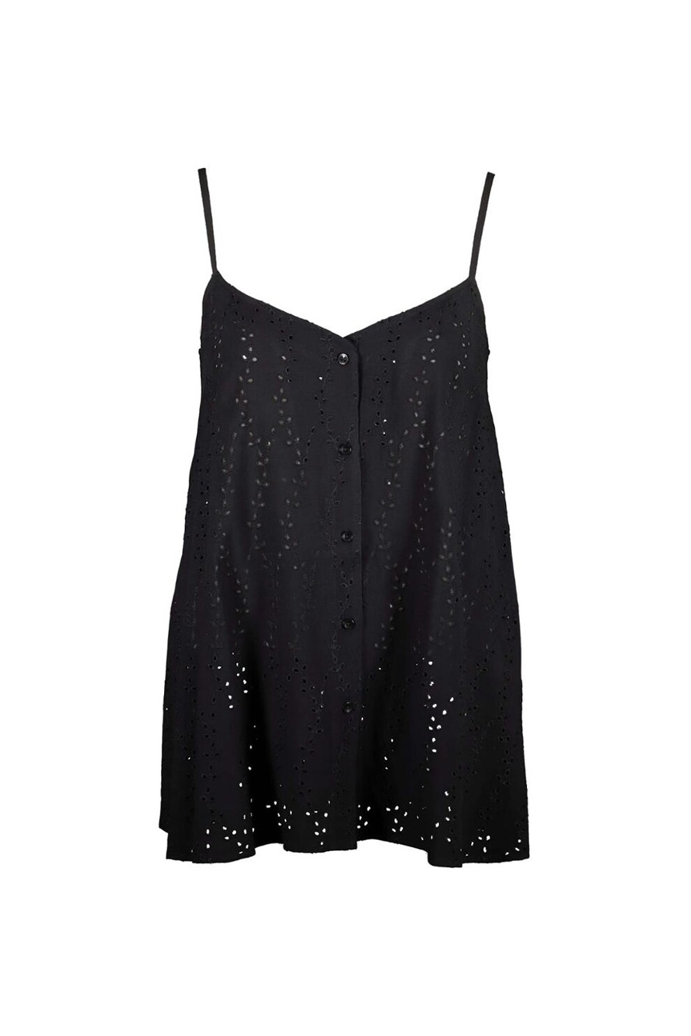 Esprit, Bluza din viscoza, cu perforatii, Negru