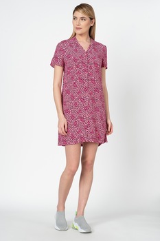 EDC by Esprit, Rochie vaporoasa tip camasa, Roz/Negru, S EDC by Esprit, Rochie vaporoasa tip camasa, Roz/Negru, S