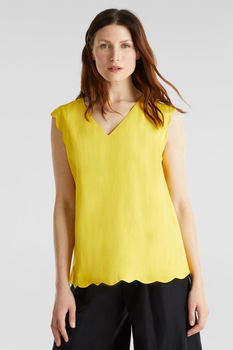 Esprit, Bluza din amestec de in, cu decolteu in V fara maneci, Galben Esprit, Bluza din amestec de in, cu decolteu in V fara maneci, Galben