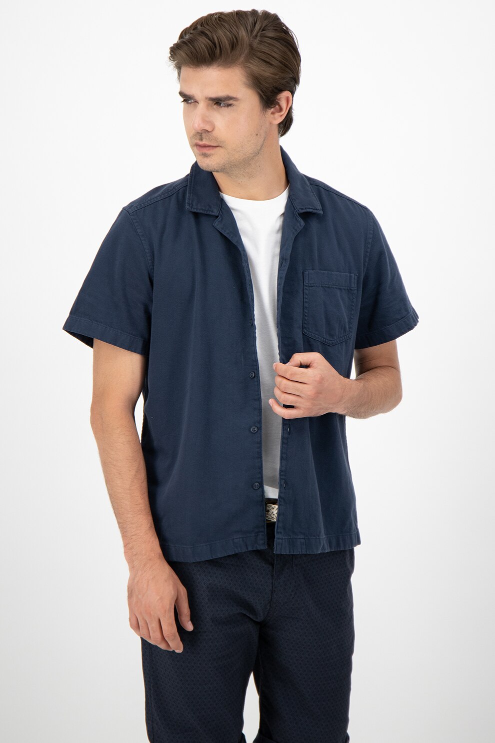 EDC by Esprit, Camasa cu maneci scurte si buzunar pe piept, Bleumarin, S