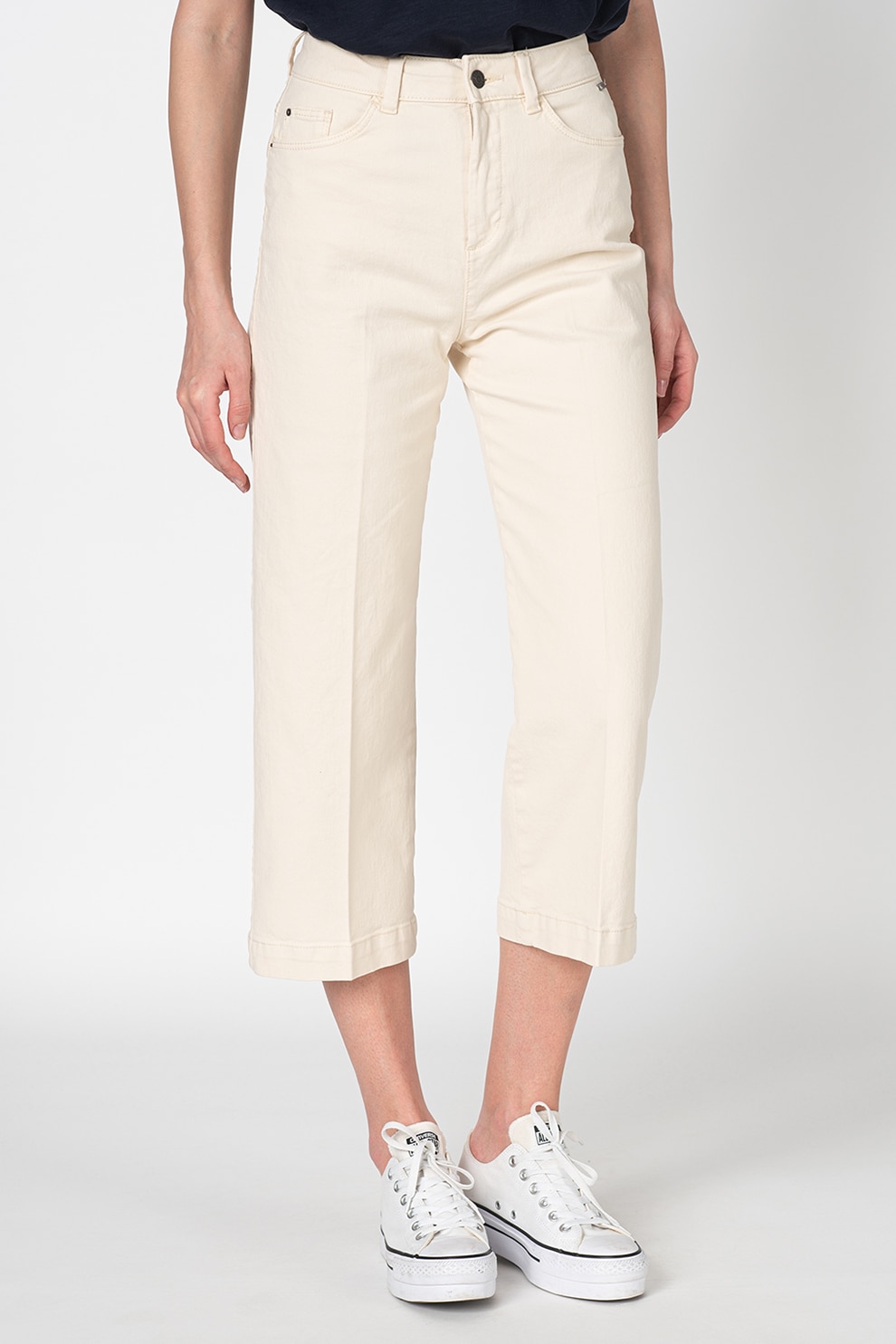 Esprit, Pantaloni din bumbac organic, Crem, W34-L24