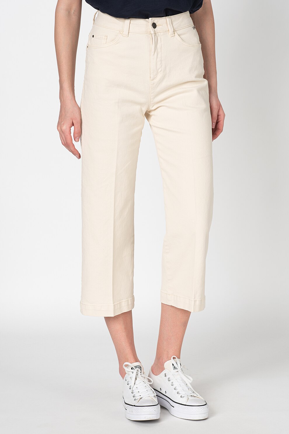 Esprit, Pantaloni din bumbac organic, Crem, 42-L24