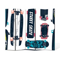 Paravan 5 piese Premium Heartwork TrueColor Skateboard-uri, Panza pe cadru de lemn, Decoratiuni Moderne pentru Casa, 5 x 45 x 150 cm, 225 x 150 cm