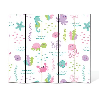 Paravan 5 piese Premium Heartwork TrueColor Animale acvatice si plante, Panza pe cadru de lemn, Decoratiuni Moderne pentru Casa, 5 x 45 x 150 cm, 225 x 150 cm Paravan 5 piese Premium Heartwork TrueColor Animale acvatice si plante, Panza pe cadru de lemn, Decoratiuni Moderne pentru Casa, 5 x 45 x 150 cm, 225 x 150 cm