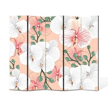 Paravan 5 piese Premium Heartwork TrueColor Flori albe cu frunze mici verzi, Panza pe cadru de lemn, Decoratiuni Moderne pentru Casa, 5 x 45 x 150 cm, 225 x 150 cm Paravan 5 piese Premium Heartwork TrueColor Flori albe cu frunze mici verzi, Panza pe cadru de lemn, Decoratiuni Moderne pentru Casa, 5 x 45 x 150 cm, 225 x 150 cm