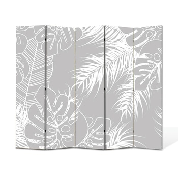 Paravan 5 piese Premium Heartwork TrueColor Frunze albe pe fundal bej, Panza pe cadru de lemn, Decoratiuni Moderne pentru Casa, 5 x 45 x 180 cm, 225 x 180 cm Paravan 5 piese Premium Heartwork TrueColor Frunze albe pe fundal bej, Panza pe cadru de lemn, Decoratiuni Moderne pentru Casa, 5 x 45 x 180 cm, 225 x 180 cm
